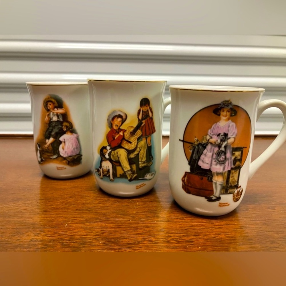 Norman Rockwell 1981’s Edition Mugs Made in Japan Set of 3
